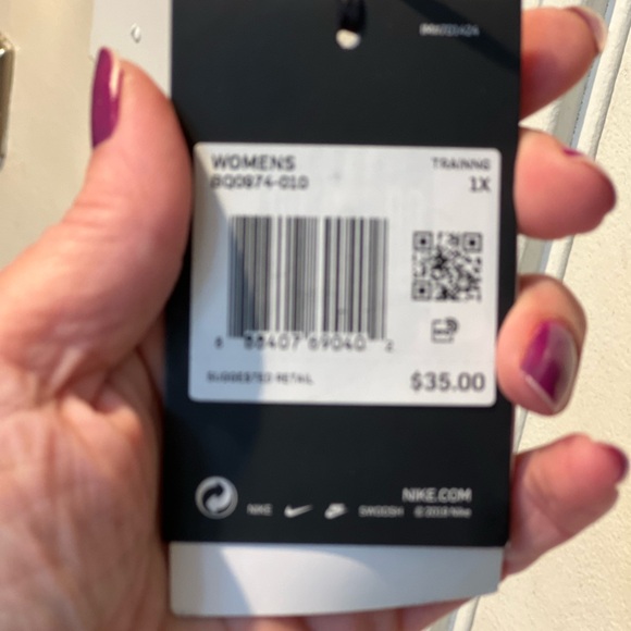 NWT 🏃‍♀️ BLACK w/WHITE NIKE RAZORBACK “INDY PLUS” DRI-FIT PADDED SPORTS BRA 1X - Picture 8 of 10